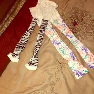 Lil Girl Size 7 Multi Design Footless tights